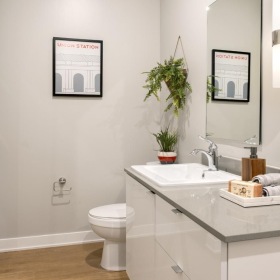 Spacious bathrooms with everything you need a bathroom with a sink toilet and a shower